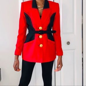 Vintage red blazer with gold detailing